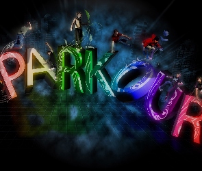 Grafika, Ludzie, Litery, Parkour, 3D