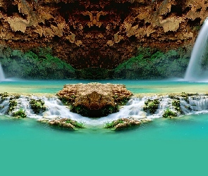 Arizona, Havasu, Skały, Wodospad