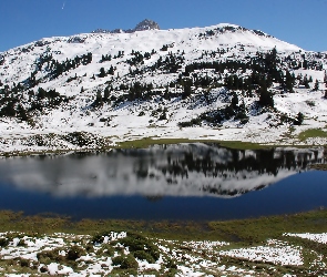 Zima, Jezioro, Góry, śnieg