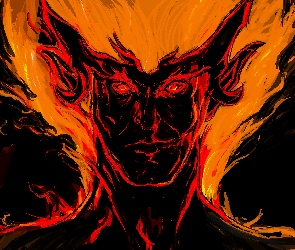 2D, Płomienie, Diabeł, Ogień, Twarz