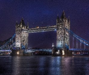 Miasto nocą, Tower Bridge, Anglia, Londyn
