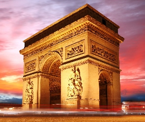 Łuk Triumfalny, Słońca, Francja, Zachód, Paryż