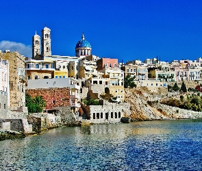 Morze, Miasto, Grecja, Syros