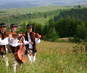 Mężczyźni, Góry, Instrumenty, Muzyka, Górale