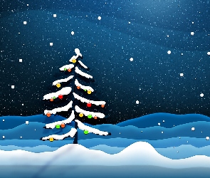 Śnieg, Grafika, Boże Narodzenie, Choinka
