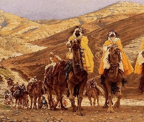James Tissot, Pustynia, Wielbłądy, Magowie, Malarstwo