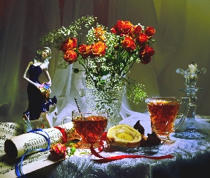 Roze, Kompozycja, Natura, Martwa, Kwiaty