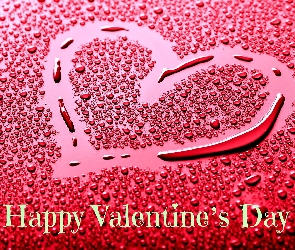 Serce, Happy Valentines Day, Wody, Krople, Walentynki