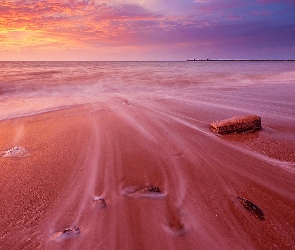 Zachód słońca, Lato, Morze, Plaża