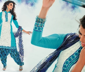 Kobieta, Strój, Biżuteria, Kameez, Makijaż, Salwar