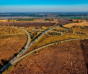 Skrzyżowanie, Droga, Z Lotu, Ptaka