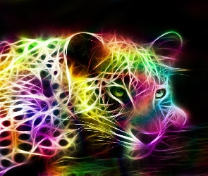 Grafika, Fractalius, Kolorowe, Jaguar