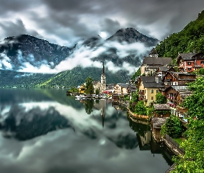 Austria, Hallstatt, Góry, jezioro
