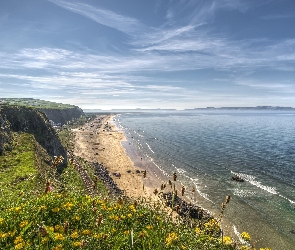 Morze, Wybrzeże, Niebo, Plaża