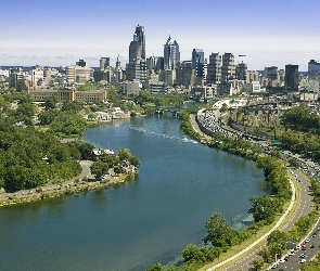 Philadelphia, Z lotu ptaka, Stany Zjednoczone, Rzeka, Rzeka