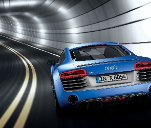 Audi, Tunel, V10, R8, Niebieskie