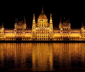Miasto nocą, Parlament, Budapeszt, Węgry