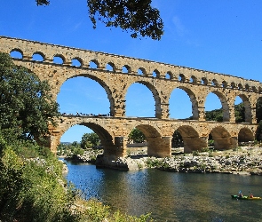 Francja, Gard, Point du Gard, Rzeka, Akwedukt