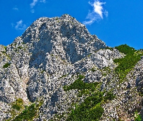 Chmury, Niebo, Góry, Drzewa
