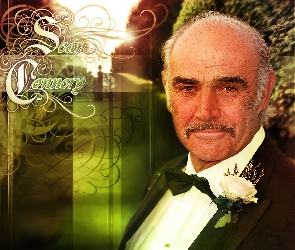 Sean Connery, kwiatek, muszka