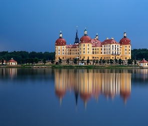 Jezioro, Niemcy, Pałac Moritzburg, Saksonia