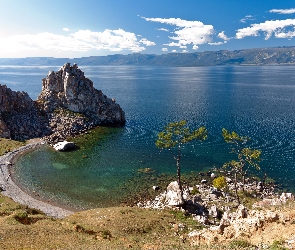 Jezioro, Rosja, Skały, Bajkał