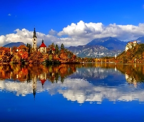 Jezioro Bled, Kościół Słowenia, Góry, Słowenia
