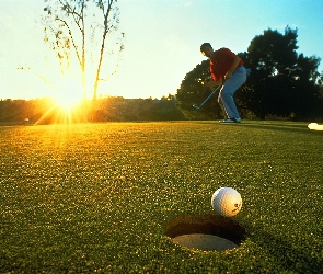 piłeczka, dołek , Sportowe Golf, pole golfowe