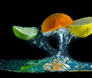 Limonka, Owoce, Woda, Pomarańcza, Cytryna