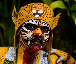 Tygrys, Bodypainting, Mężczyzna