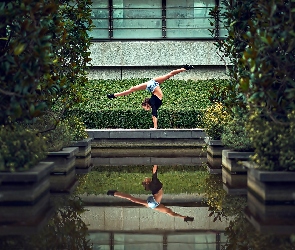 Fitness, Basen, Kobieta, Gimnastyka