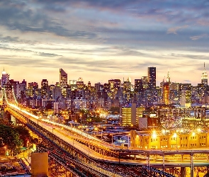 Panorama, Nowy Jork, Most, Queensboro