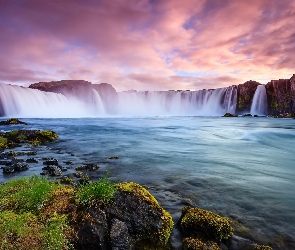 Skały, Islandia, Rzeka, Wodospad
