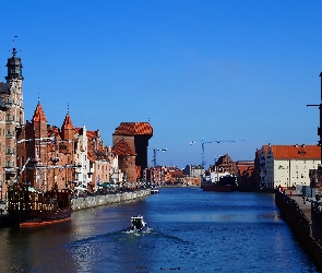 Budynki, Nabrzeże, Gdańsk, Stare Miasto