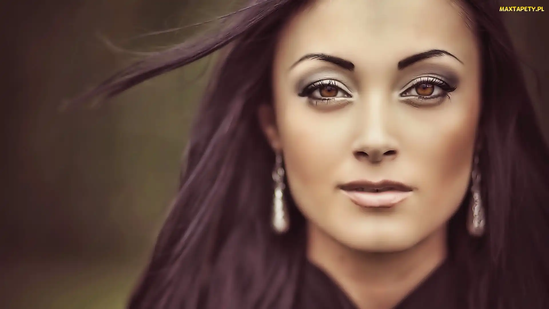 Oczy, Brązowe, Kobieta, Portret