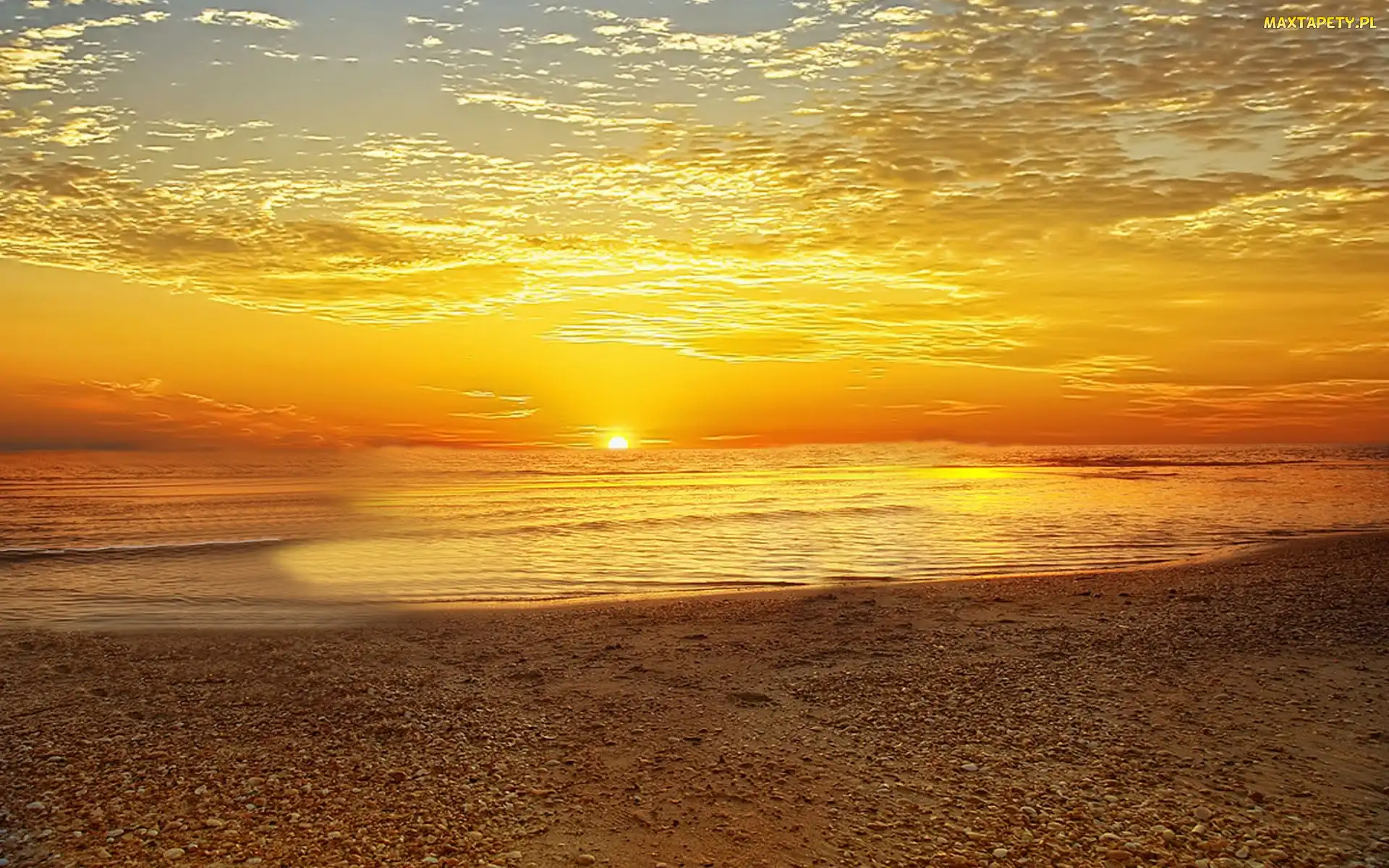 Plaża, Morze, Zachód, Słońca