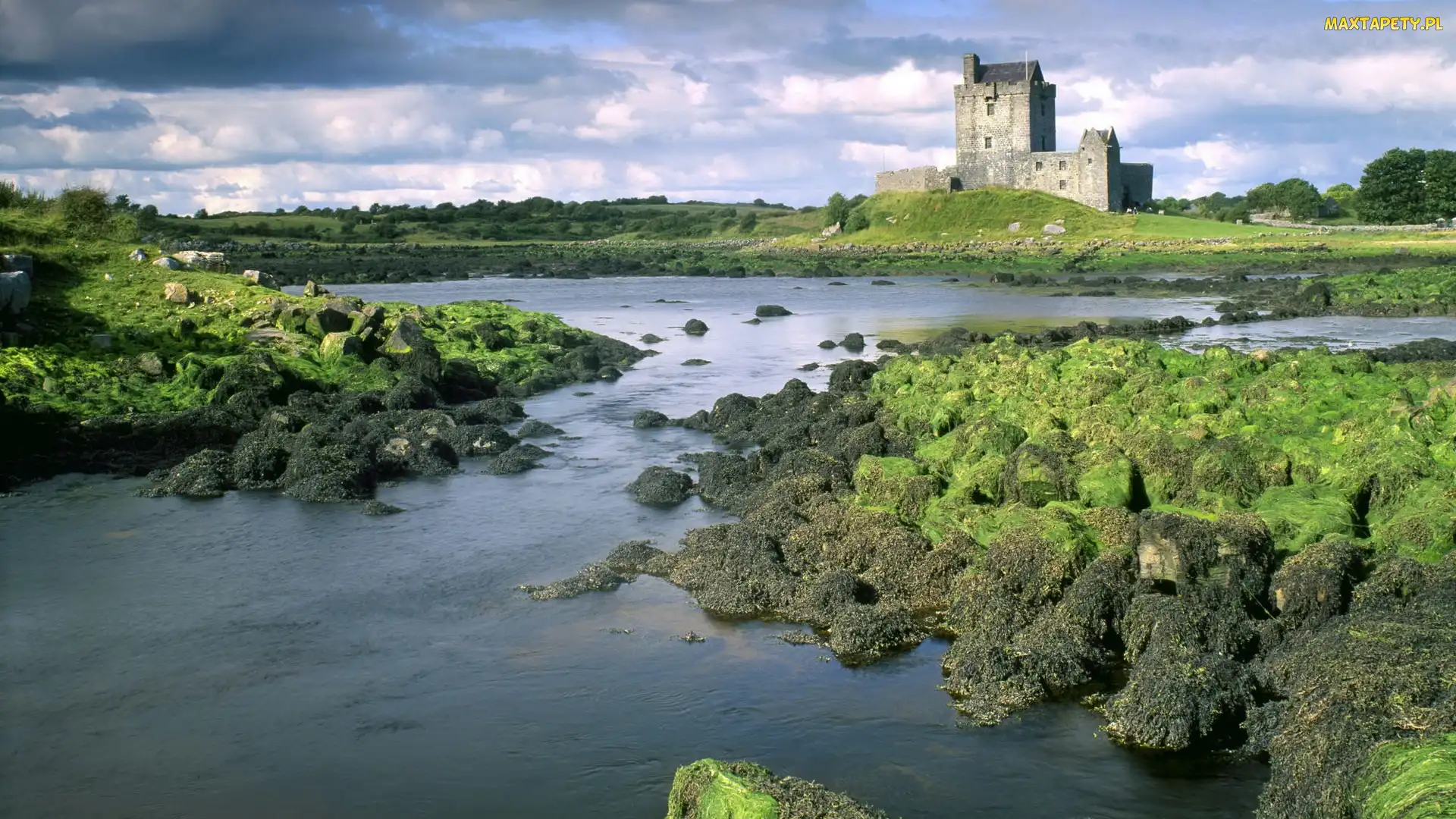 Eilean Donan, Skały, Zielone, Szkocja, Zamek