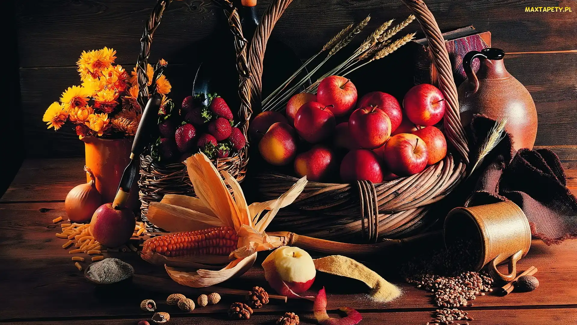Kubek, Jabłka, Koszyk, Suszki