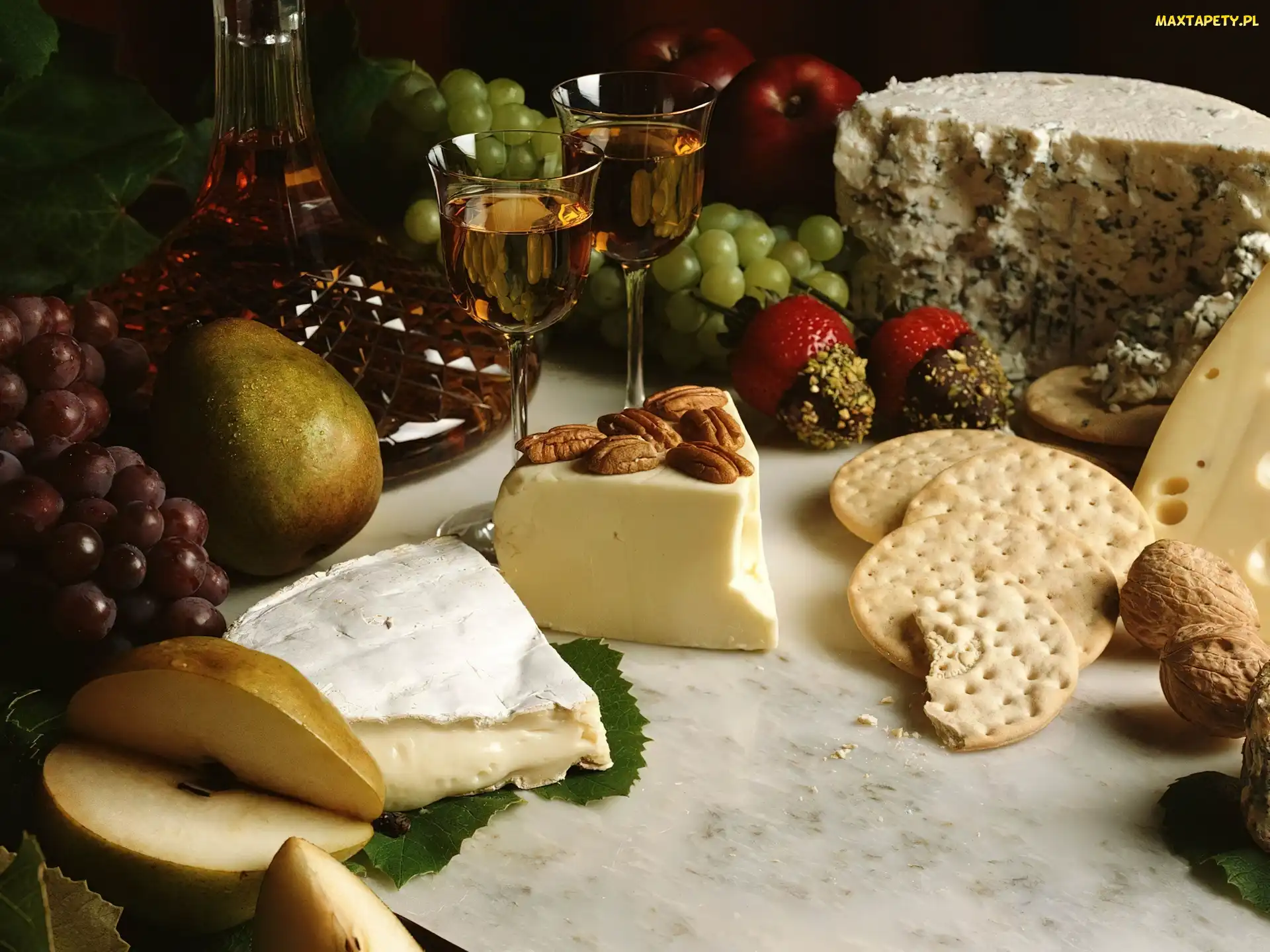 Sery, Owoce, Kieliszki, Wino, Różne