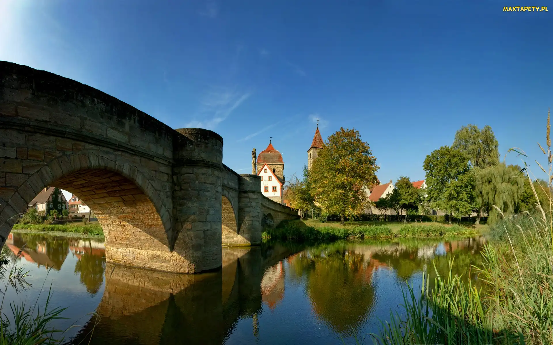 Kościół, Most, Niebo, Rzeka