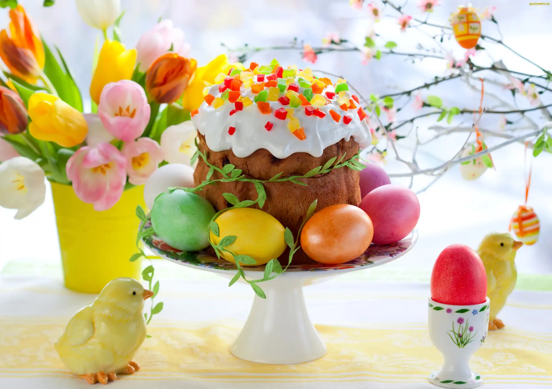 Jajeczka, Babka, Kurczaki, Wielkanocne, Tulipany