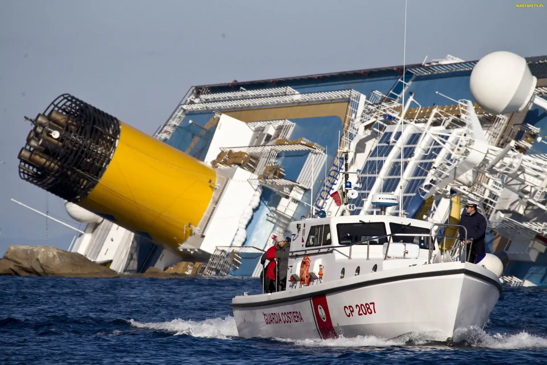Costa Concordia, Przybrzeżna, Straż, Motorówka, Wycieczkowiec