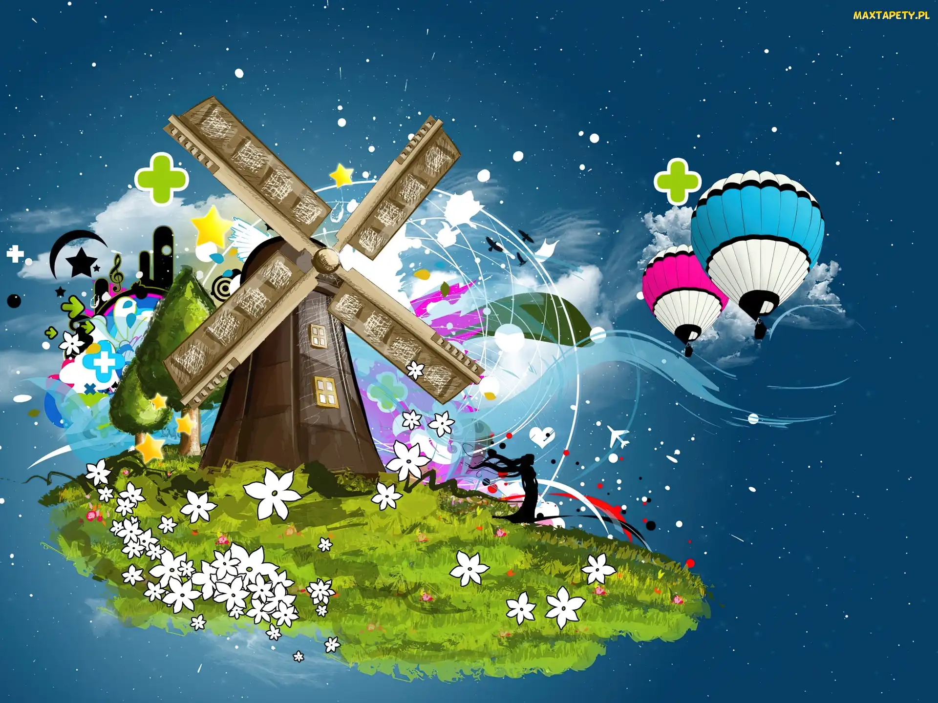 Fantasy, Niebo, Młyn, Balony