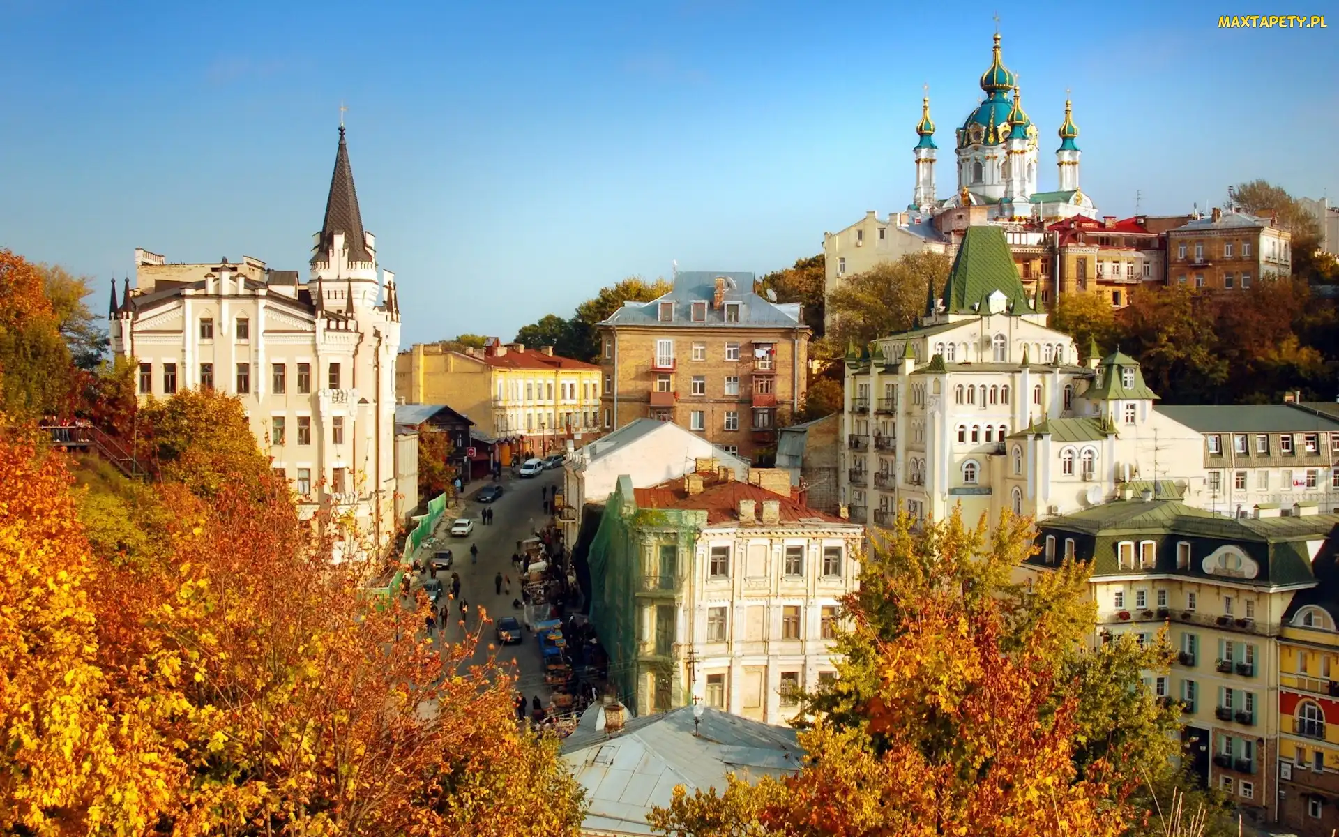 Widok, Ulica, Drzewa, Zabudowania, Miasteczko