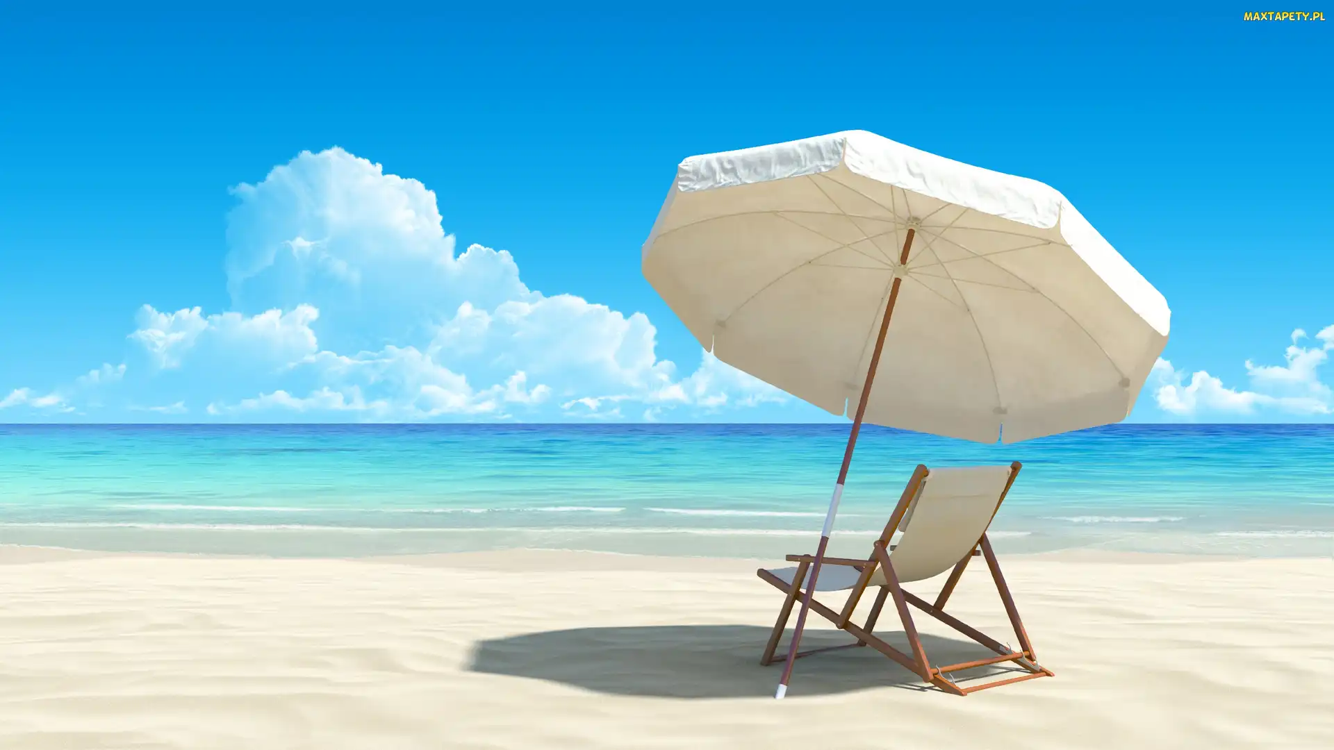 Wakacje, Leżak, Morze, Niebo, Plaża, Parasol