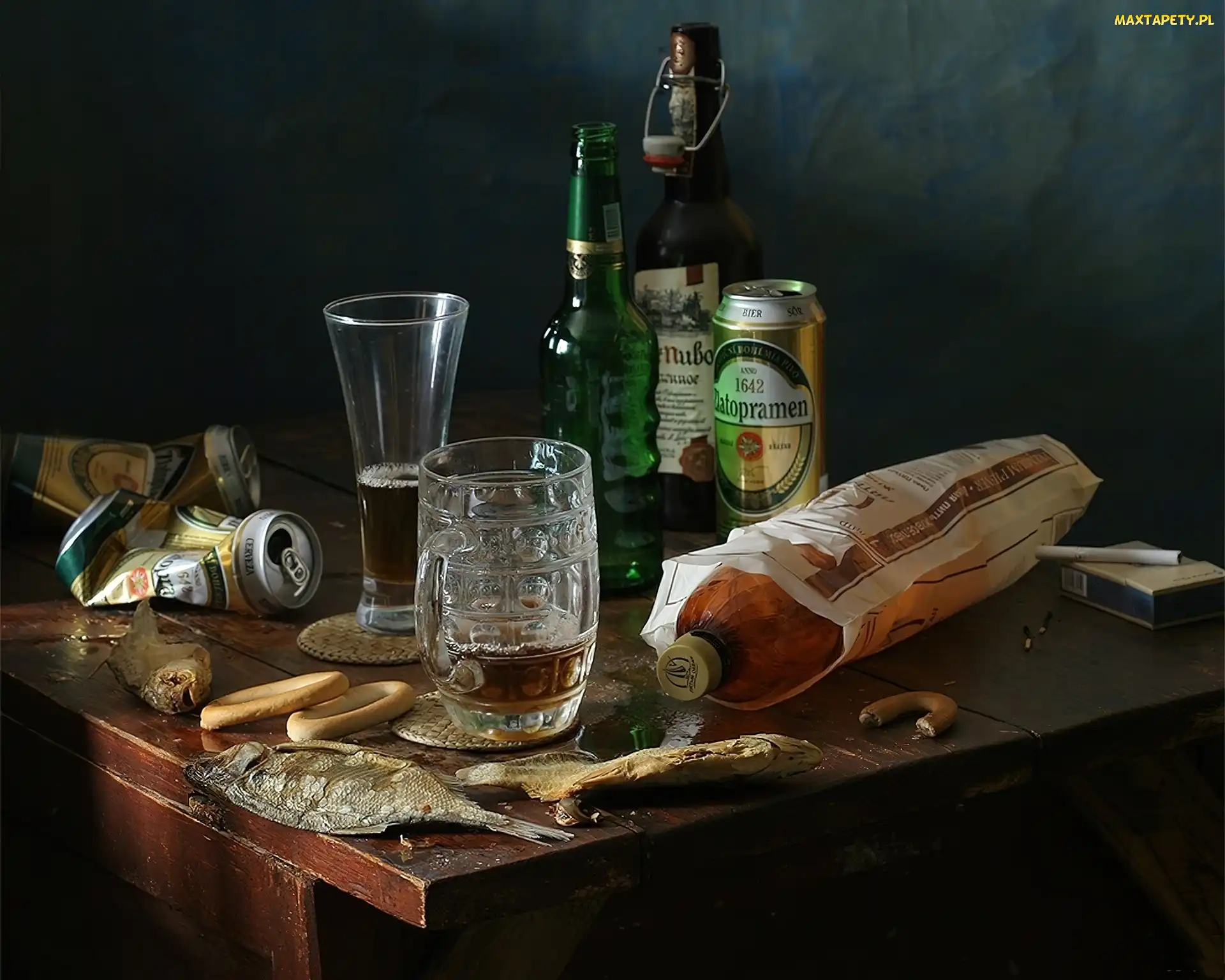 Ryby, Suszone, Alkohol, Butelki, Puszki, Piwo