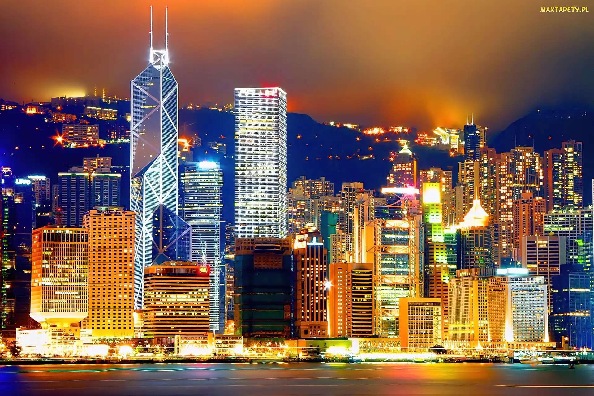 Nocą, Wieżowce, Hong Kong