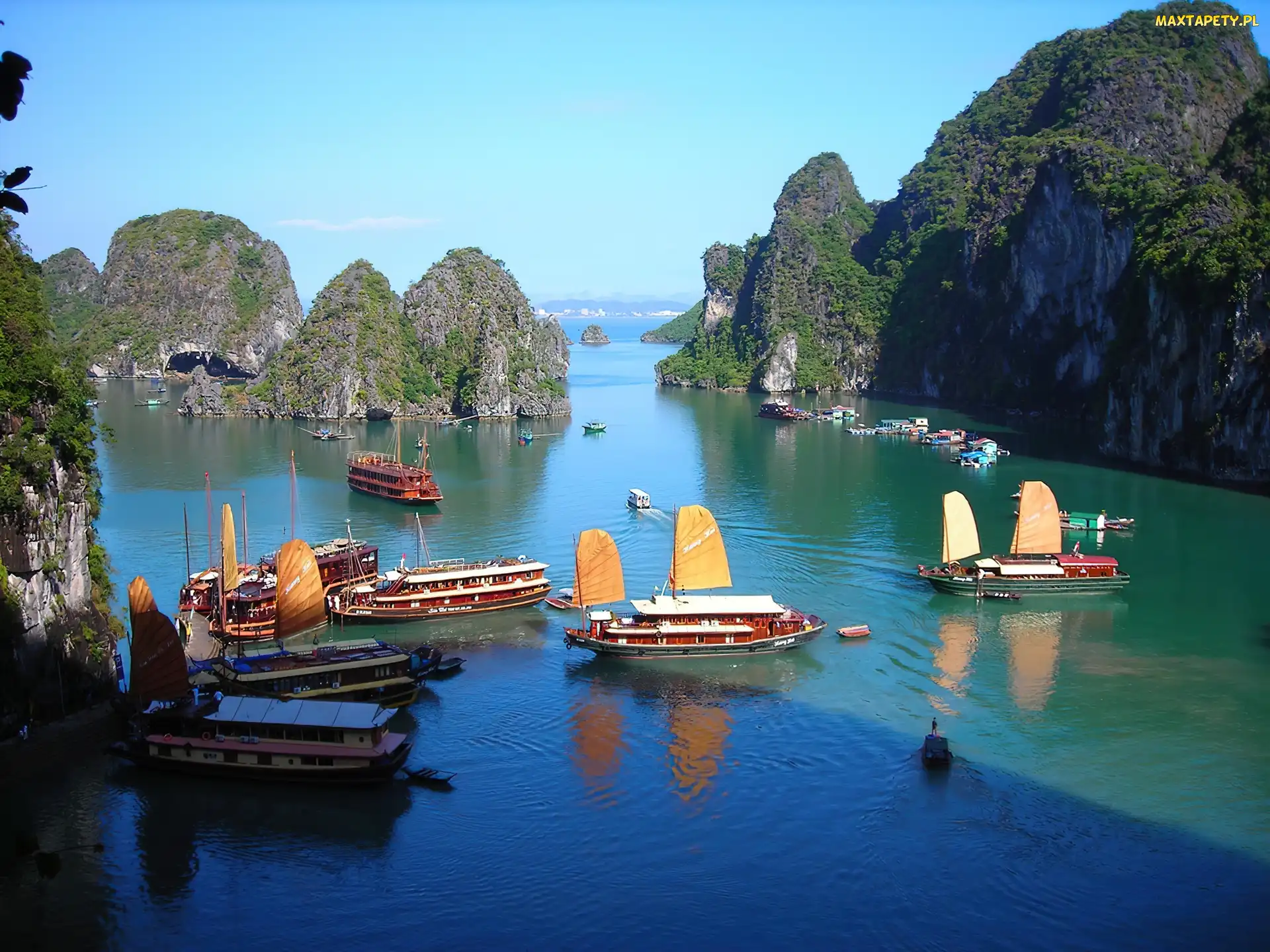Skały, Stateczki, Halong Bay, Zatoka