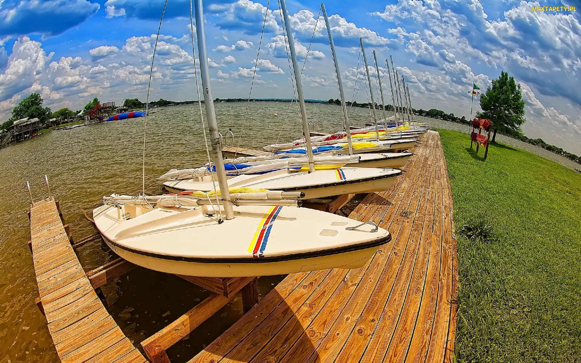 Błękitne, Łodzie, Horyzont, Zatoka, Niebo