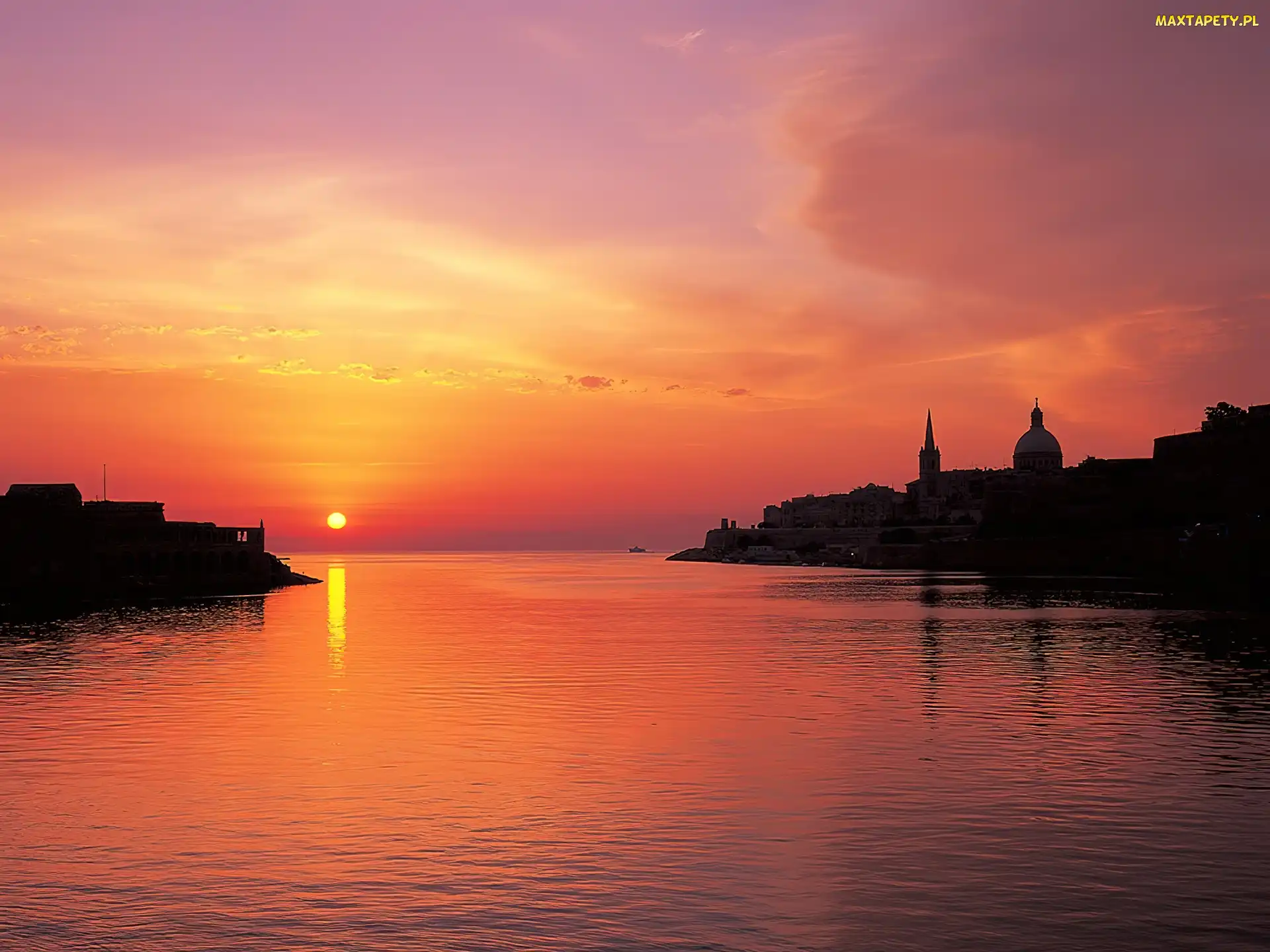 Valletta, Słońca, Zachód, Malta